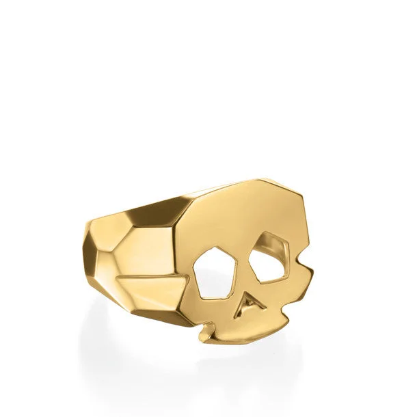 Diamond Ring for Wedding Day-FACETTE SMALL SKULL RING