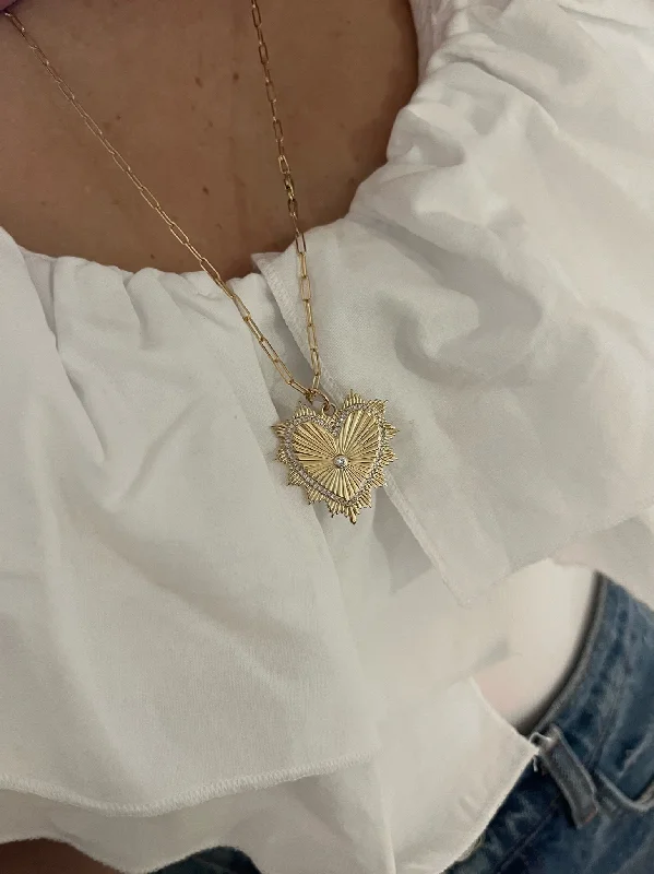 Beautiful Gold Necklace-The Finley Heart Charm