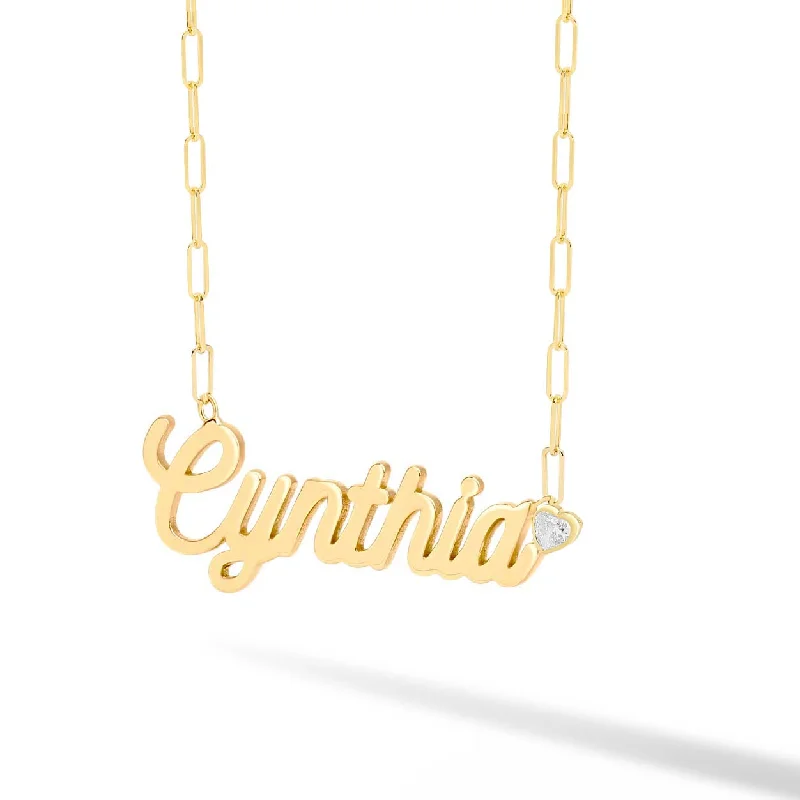 Stunning Crystal Necklace-Solid Name + Fancy Shape Paperclip Necklace