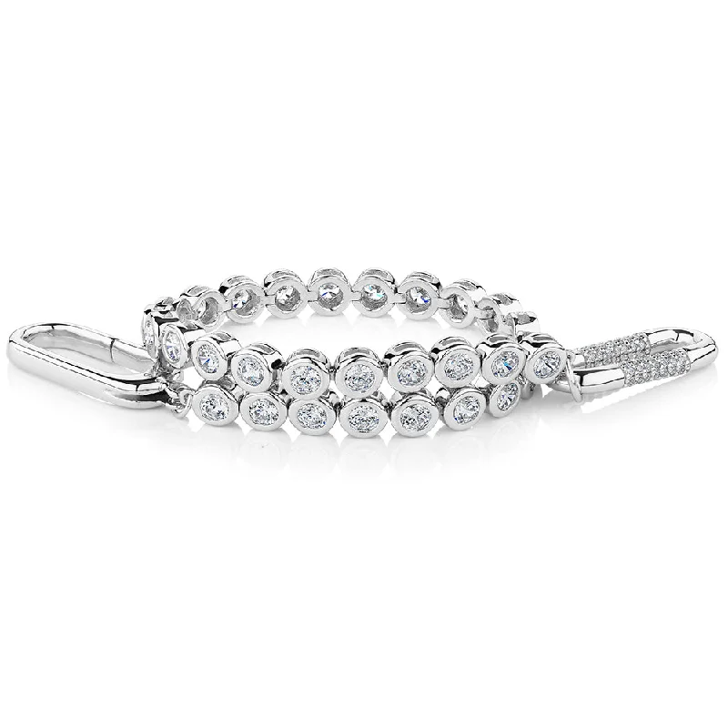 Luxury Gold Bracelet-Statement bracelet with 3.72 carats* of diamond simulants in sterling silver