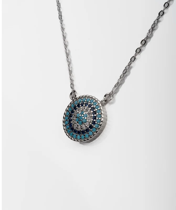 Beautiful Sapphire Necklace-Eye Can't Even .925 Sterling Silver Crystal Necklace