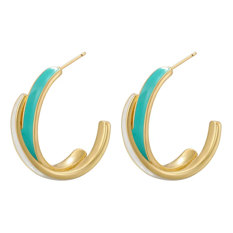 Crystal Drop Earrings-1 Pair Elegant Simple Style C Shape Enamel Plating Copper 18k Gold Plated Ear Studs