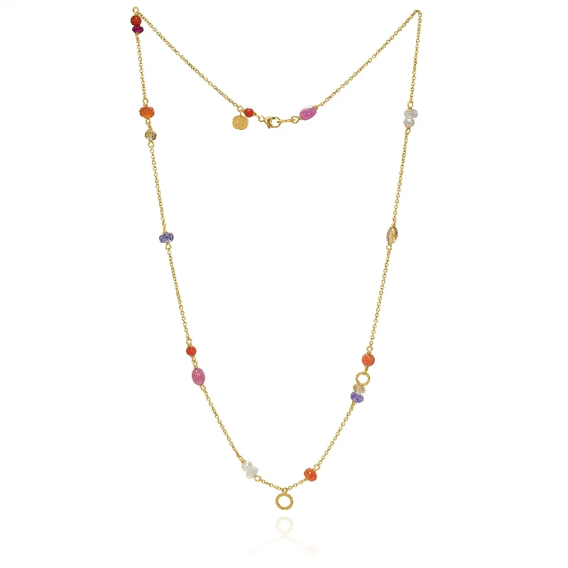 Trendy Necklace for Bridesmaids-Wild Berry Limited edition 18K Gold Necklace w. Gemstones