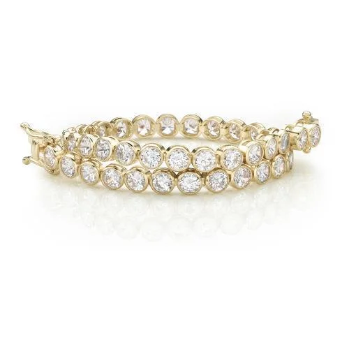 Men’s Stylish Bracelet-Round Brilliant tennis bracelet with 10.25 carats* of diamond simulants in 10 carat yellow gold