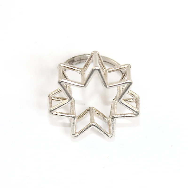 Wedding Ring Set with Diamonds-3D 7 Pointed Star Ring