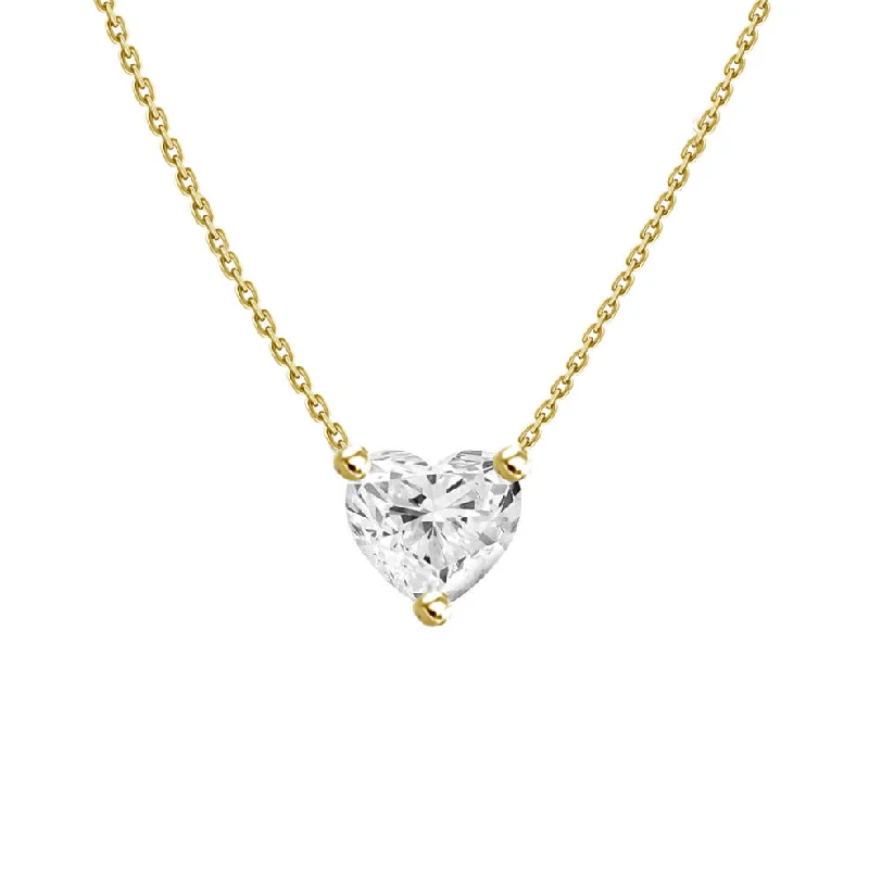 Custom Necklace with Initials-0.5ct Floating Diamond Solitaire Heart Necklace