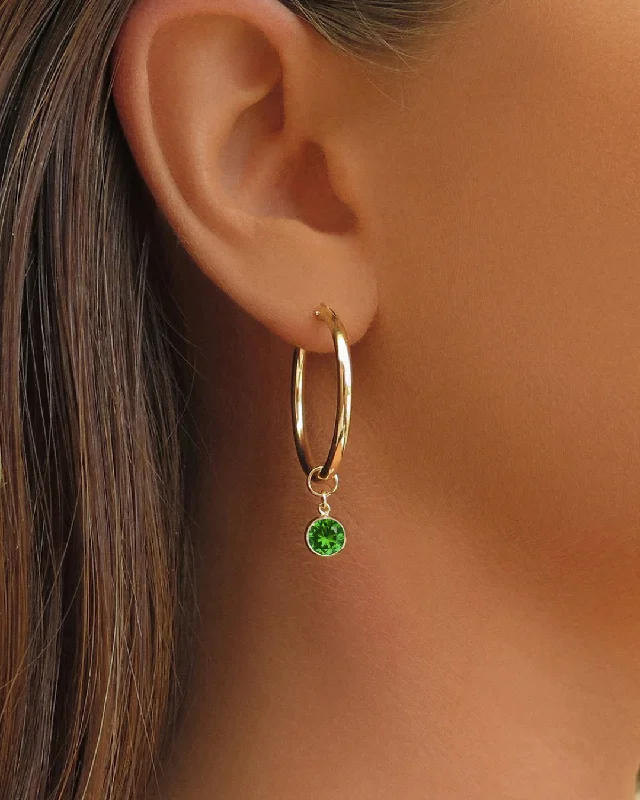 Artistic Drop Earrings-Large Emerald CZ Thick Hoop Earrings  - 14k Yellow Gold Fill