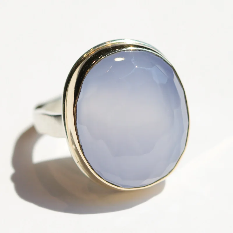 Luxury Sapphire Engagement Ring-Blue Chalcedony Ring