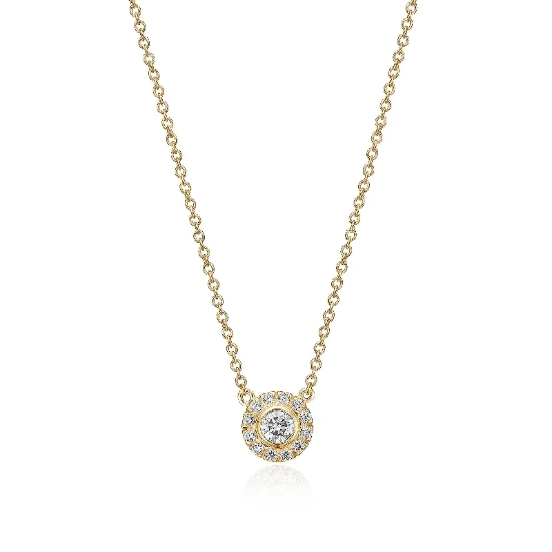 Dainty Gold Necklace-Harmony Small 18K Gold Necklace w. Diamonds