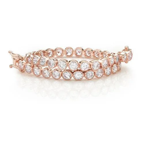 Customizable Gold Bracelet-Round Brilliant tennis bracelet with 10.25 carats* of diamond simulants in 10 carat rose gold