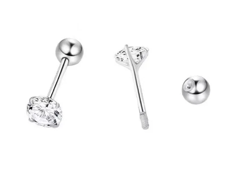 High-Quality Diamond Earrings-Small Diamond Round Earrings | S925 | CZ (Screw backings)