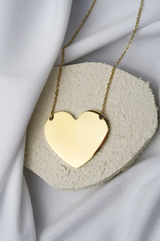 Silver Necklace with Birthstone-Guilty Pleasure Solid Heart 316L Stainless Steel Necklace