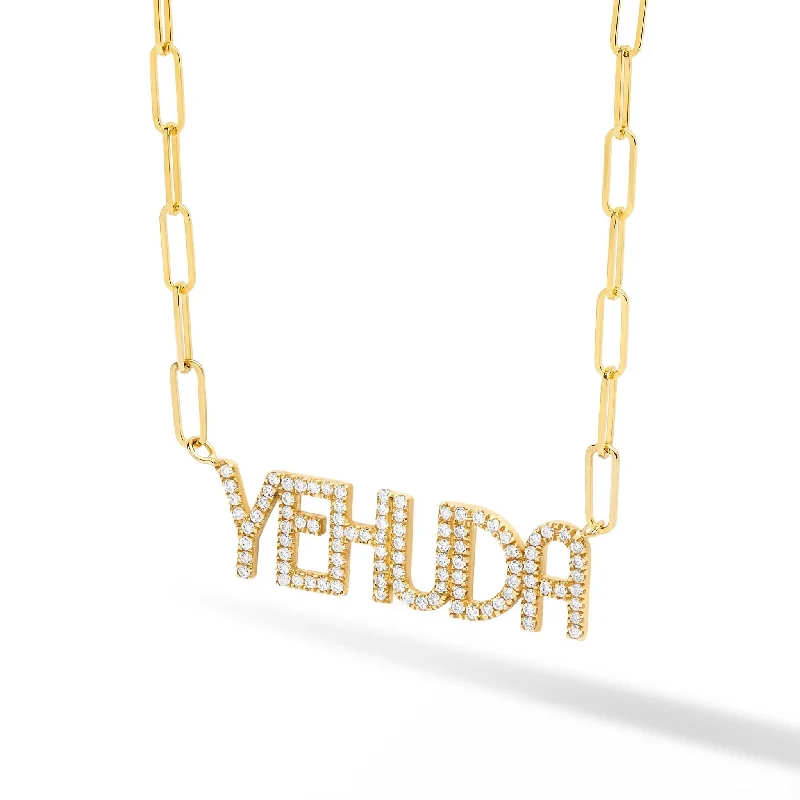 Fashionable Necklace for Women-Custom Diamond Name on PaperClip Necklace