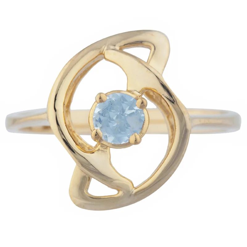 Beautiful Gold Wedding Band-14Kt Gold Aquamarine Infinity Design Ring