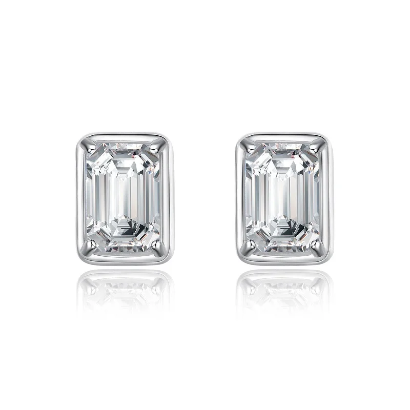 Diamond Dangle Earrings-1.2 Carat Emerald Cut Diamond Earrings | S925 | Moissanite