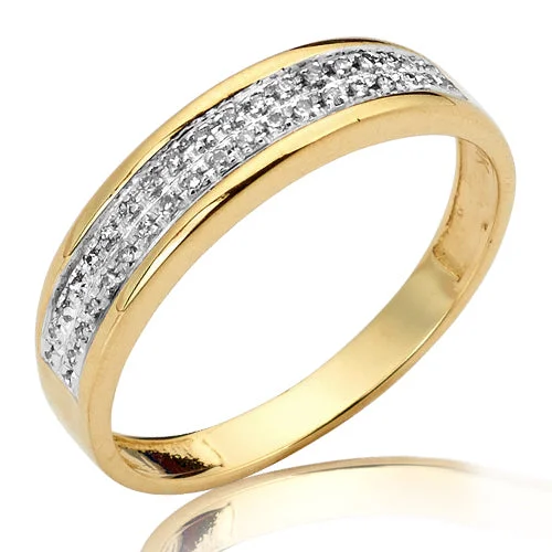 Dainty Gold Ring-10KY 0.12CTW MICROPAVE 2-ROW BAND