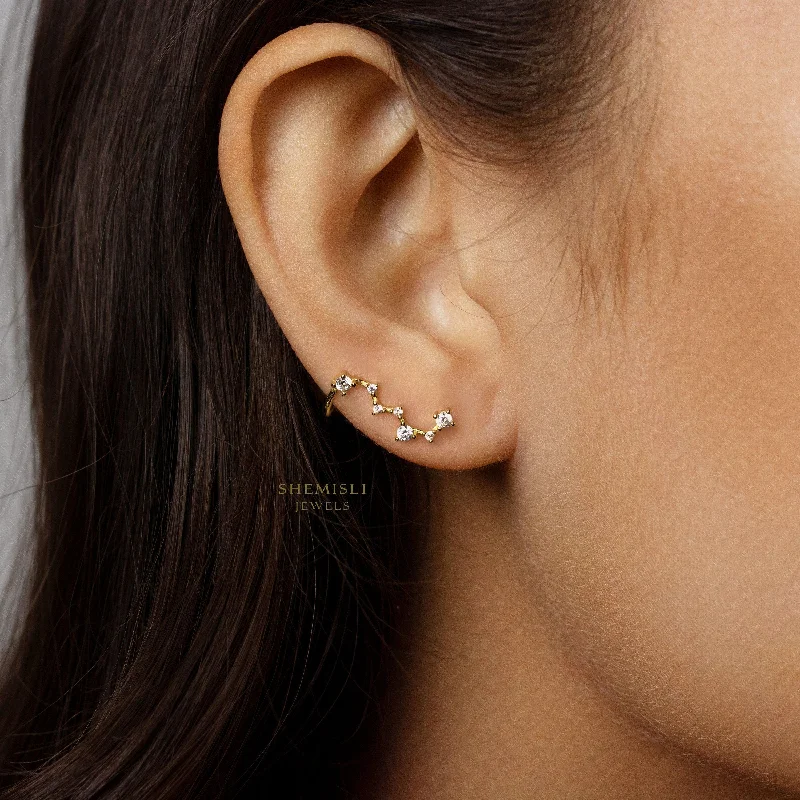 Dazzling Gold Earrings-Dainty Big Dipper Star Sign Earrings, Celestial Earrings Gold, Silver SHEMISLI SS662 LR