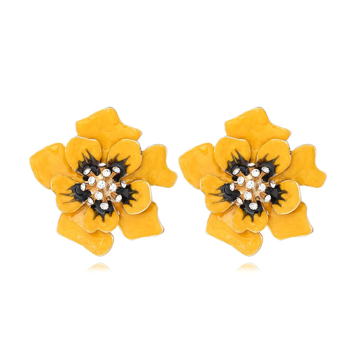 Fashionable Drop Earrings-1 Pair Pastoral Flower Enamel Alloy Ear Studs