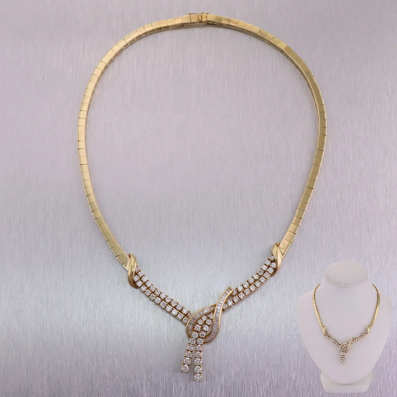 Long Silver Necklace-18k Yellow Gold 6ctw Diamond 16" Collar Necklace