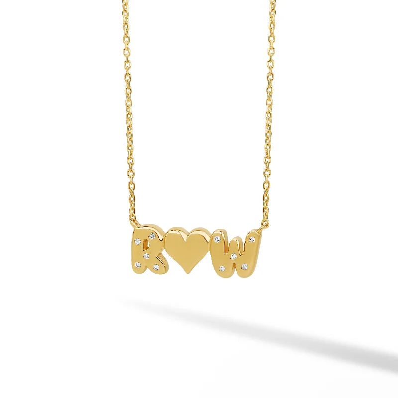 Trendy Gold Necklace-Inlay Diamond Helium Couples Necklace