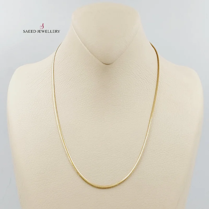 Long Gold Necklace-(2mm) Flat Snake Necklace Chain