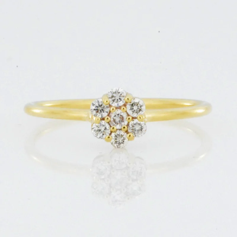 Elegant Diamond Ring-14Kt Gold Genuine Natural Diamond 0.21 Ct Cluster Ring