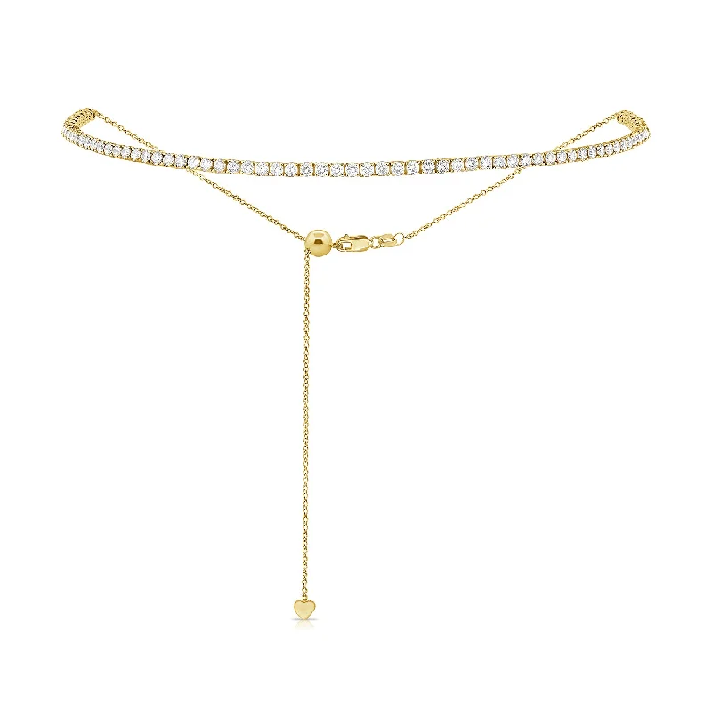 Personalized Necklace for Bride-3.89ct Adjustable Imperial Diamond Tennis Choker