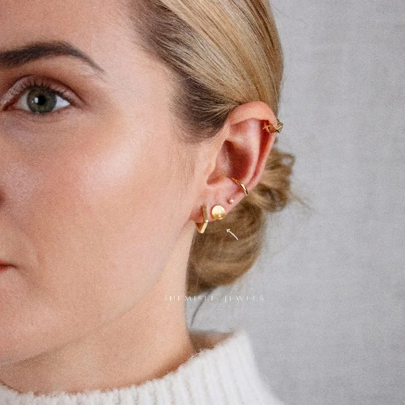 Vintage Earrings for Women-Tiny Circle Studs Earrings, Gold, Silver SHEMISLI SS065