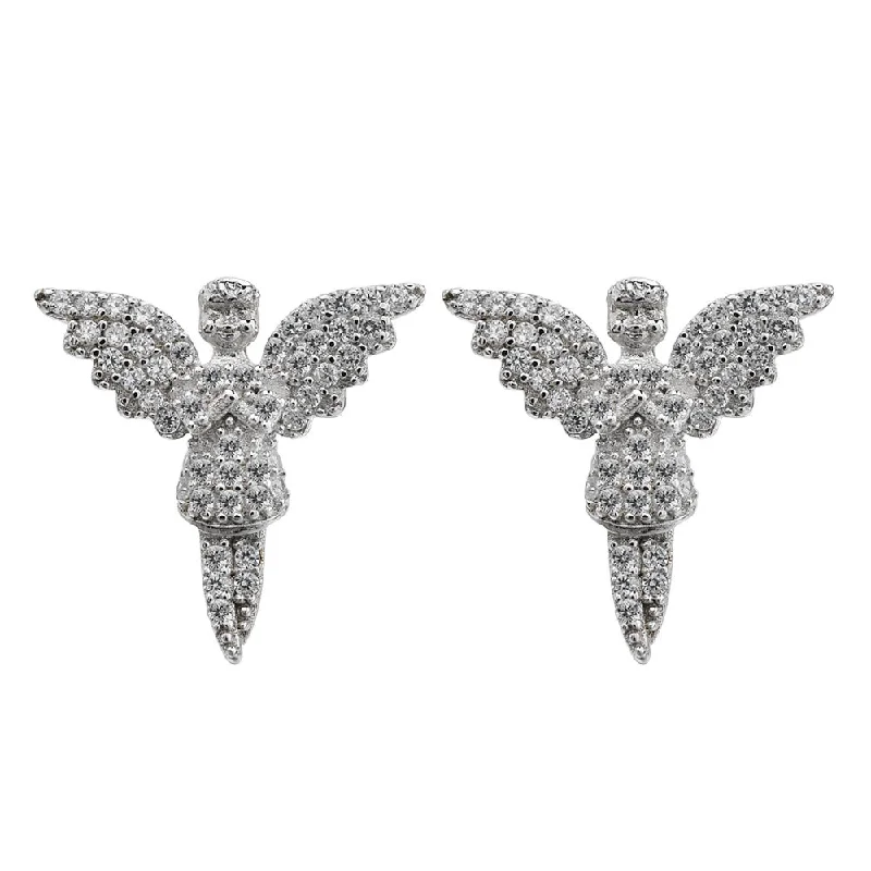 Wedding Jewelry Earrings-Angel Stud Full Diamond Earrings | S925