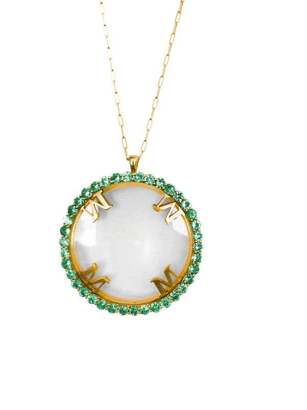 Unique Crystal Necklace-Magnifique Necklace Yellow Gold with Emerald