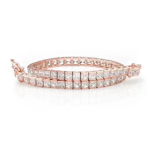 Unique Gemstone Beaded Bracelet-Princess Cut tennis bracelet with 10.26 carats* of diamond simulants in 10 carat rose gold