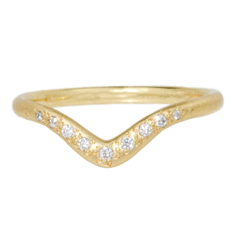 Wedding Band with Diamonds-Rounded V Band