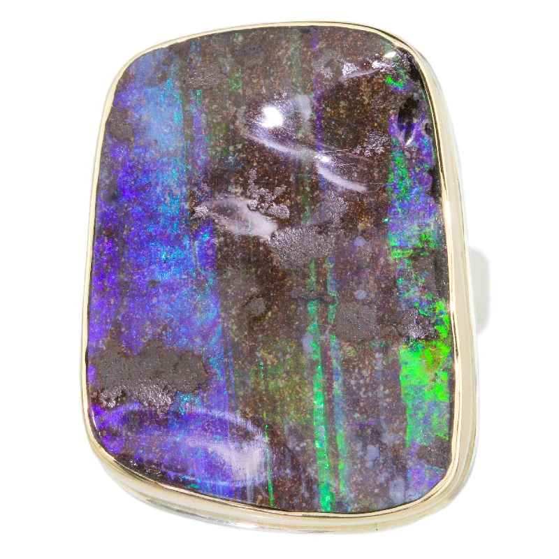 Elegant Gold Engagement Ring-Boulder Opal Ring