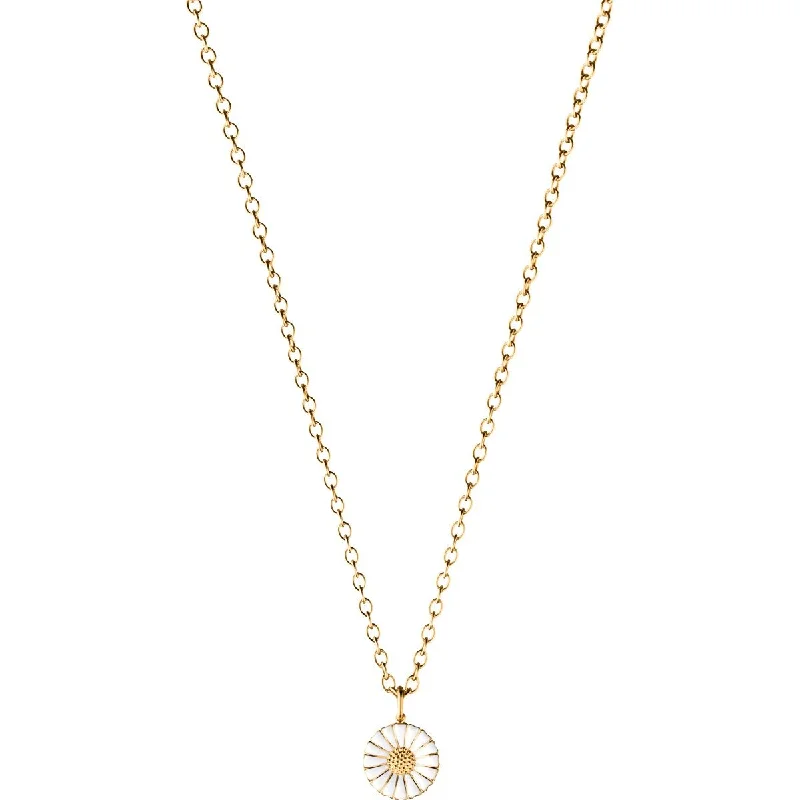 Gold Pendant Necklace-Daisy 11 mm. Gold Plated Necklace