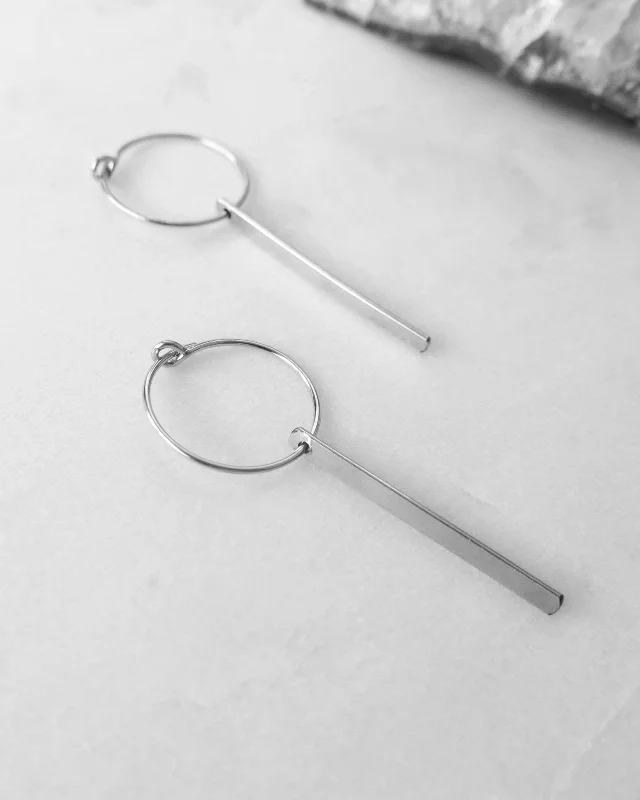 Custom Engraved Earrings-Bar Hoop Earrings  - Sterling Silver