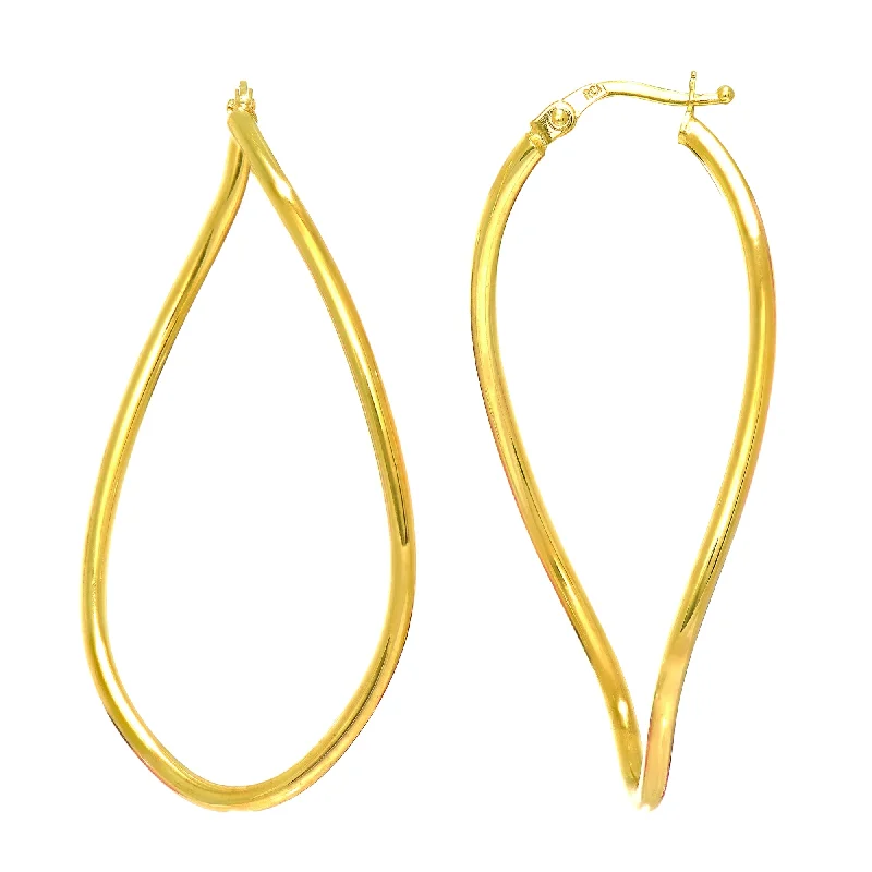 Pearl Drop Earrings-14K Yellow Gold Twisted Oval Infinity Hoop Earrings