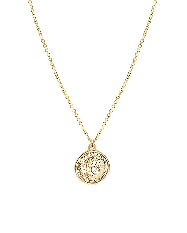 Rose Gold Pendant Necklace-Coin Necklace