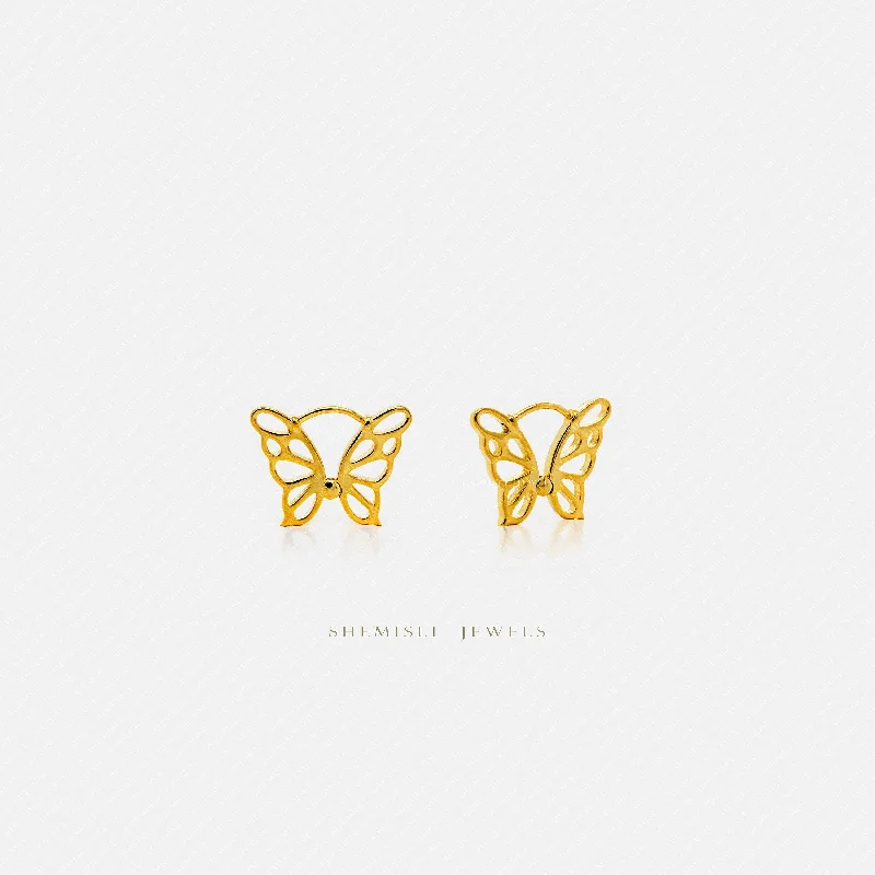 Stylish Dangle Earrings-Butterfly Shape Hoop Earrings, Gold, Silver SHEMISLI SH464