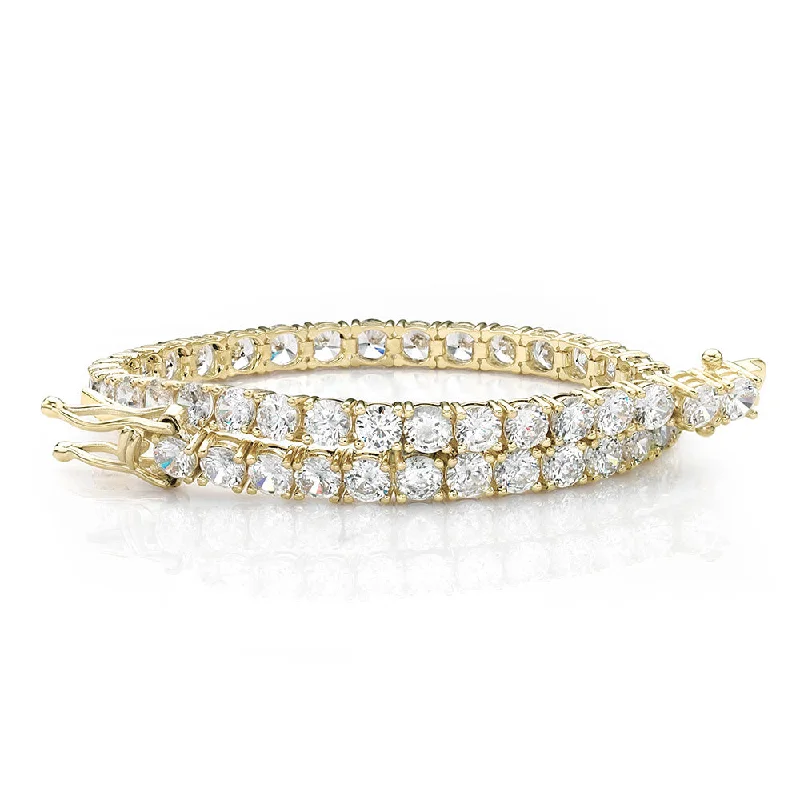 Luxury Gold Tennis Bracelet for Weddings-Round Brilliant tennis bracelet with 8.5 carats* of diamond simulants in 10 carat yellow gold