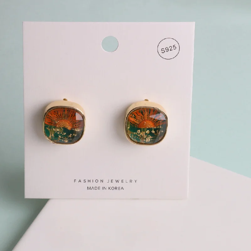 Cute Animal Earrings-1 Pair Commute Flower Inlay Alloy Artificial Gemstones Ear Studs