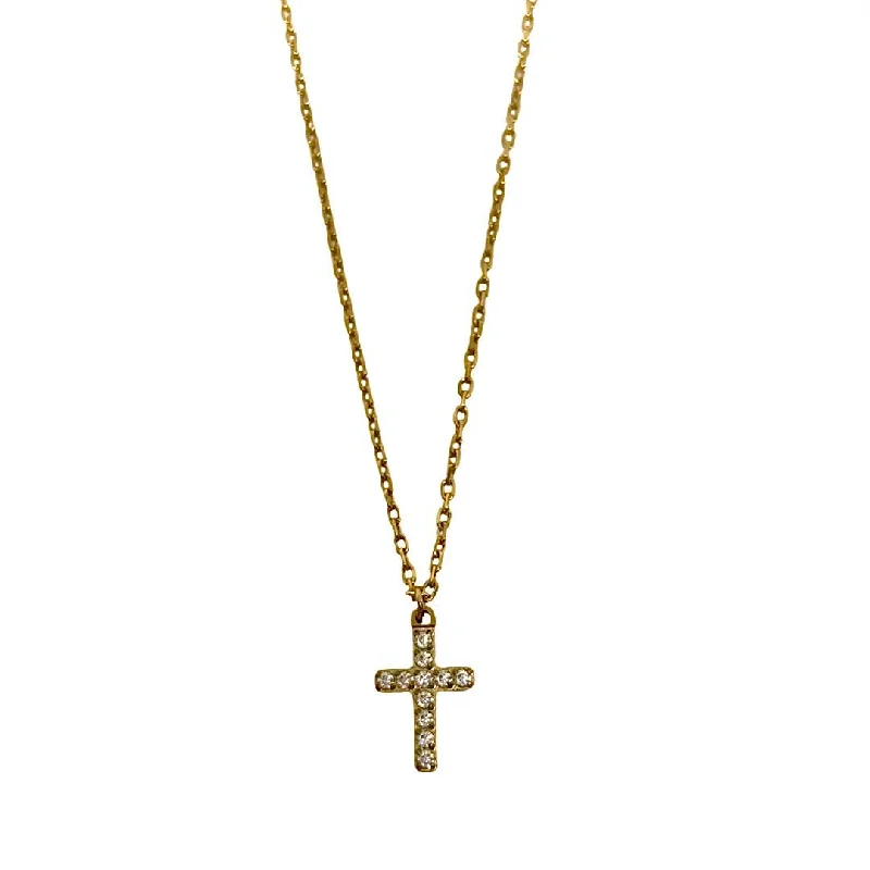 Elegant Necklace with Topaz-Ophelia Gold Crystal Cross Necklace- Waterproof