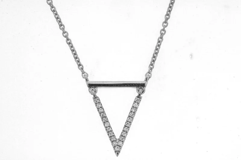 Silver Necklace with Gemstones-Diamond Triangle Necklace