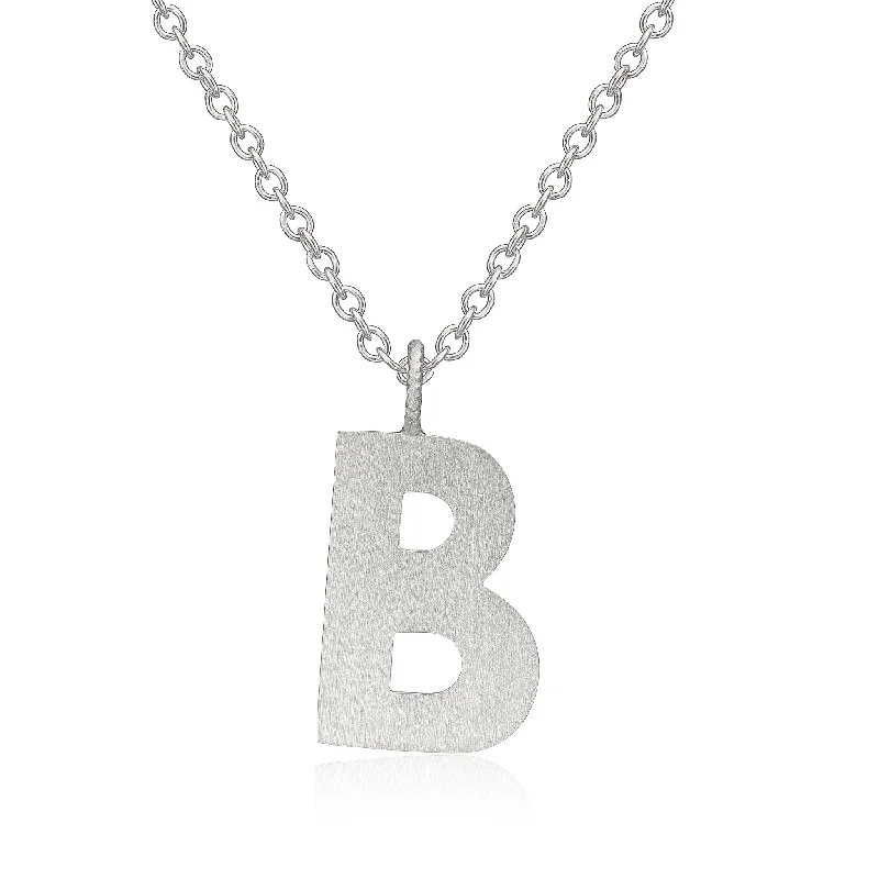 Customizable Heart Necklace-Letter B Silver Necklace