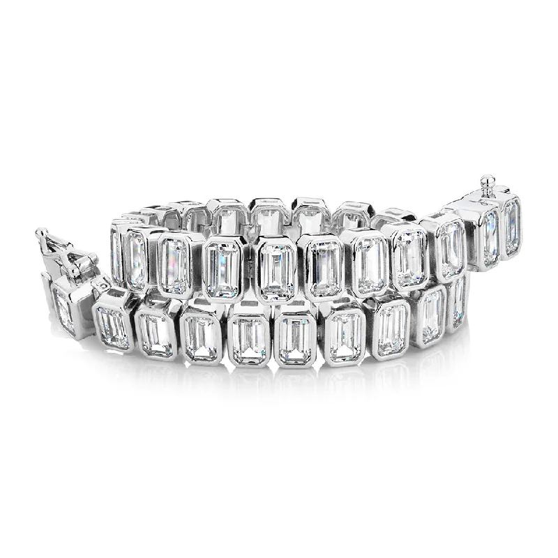 Classic Wedding Bracelet with Diamonds-Emerald Cut tennis bracelet with 29.04 carats* of diamond simulants in sterling silver