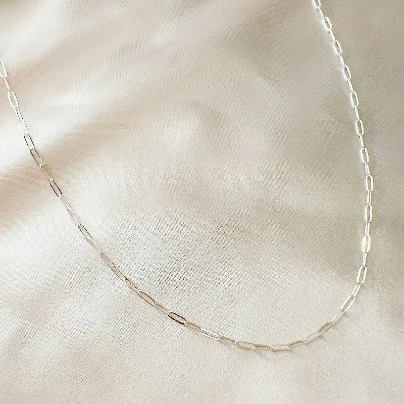 Silver Necklace for Special Occasions-Rose Sterling Silver Dainty Paperclip Necklace