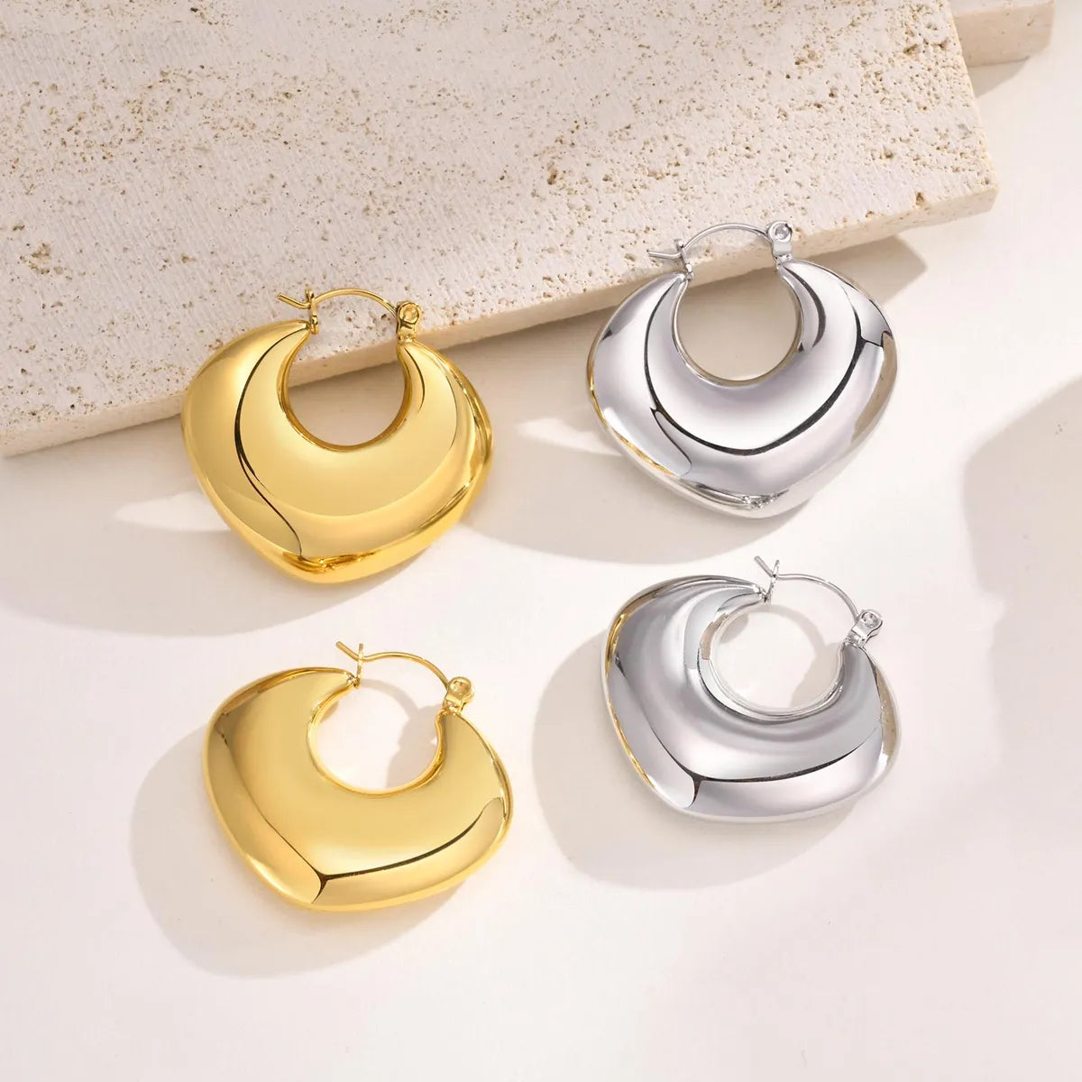 Classic Dangle Earrings-1 Pair Simple Style Solid Color Plating Stainless Steel Gold Plated Ear Studs