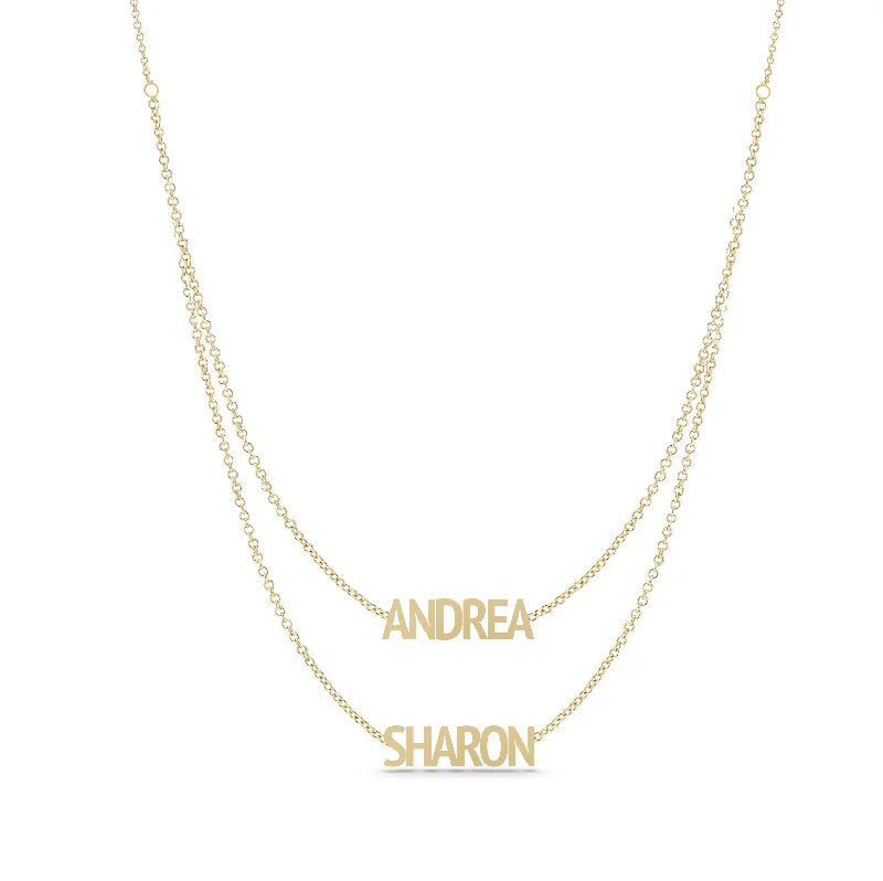 Unique Gold Necklace-Solid Layered Multiple Names Necklaces