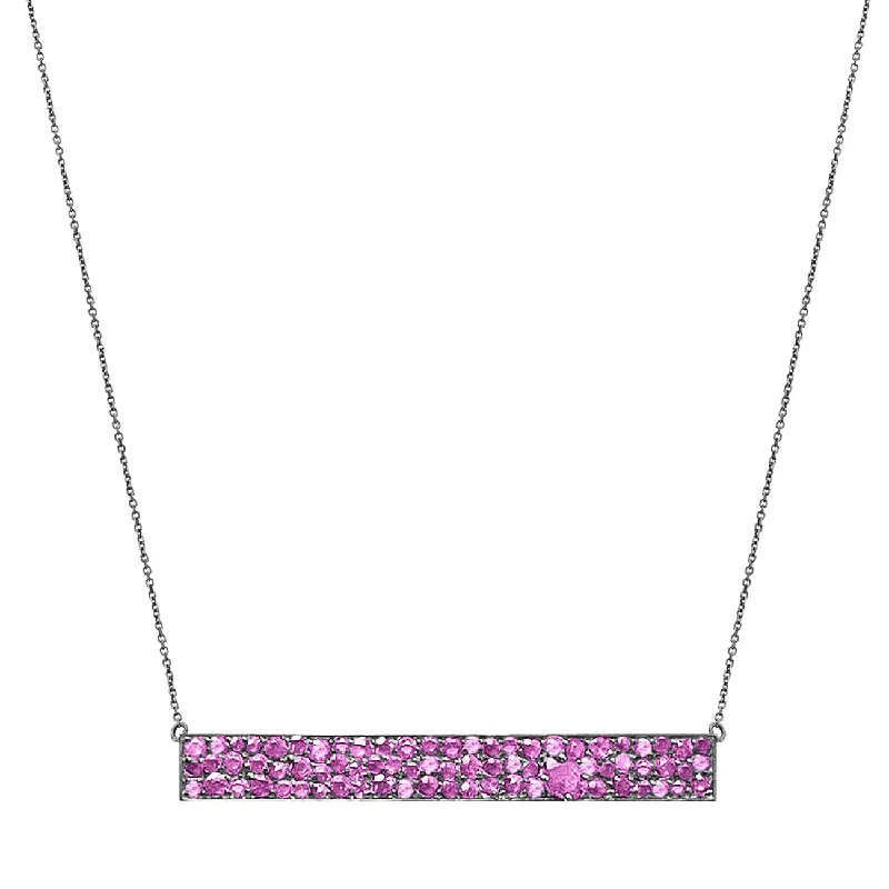 Elegant Crystal Necklace-Stardust Necklace Silver Pink Sapphire