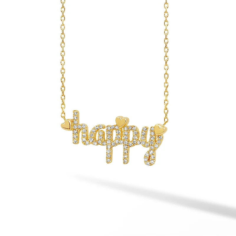 Gold Necklace with Gemstones-Diamond Pave Custom Name Necklace with Floating Helium Hearts