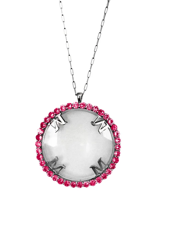 Elegant Heart Necklace-Magnifique Necklace Silver with Ruby